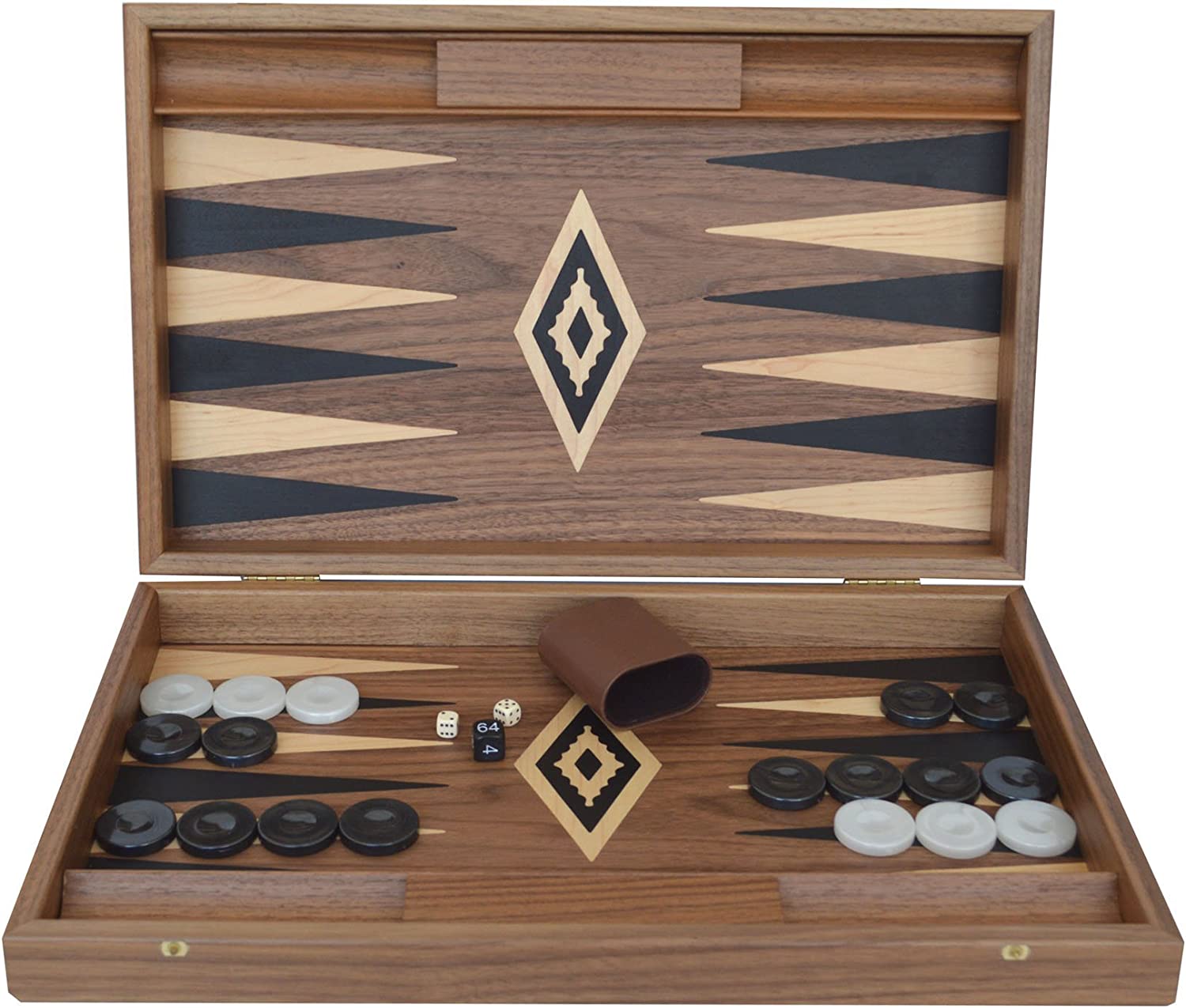 Manopoulos Walnut Backgammon Set - Hand Made in Greece